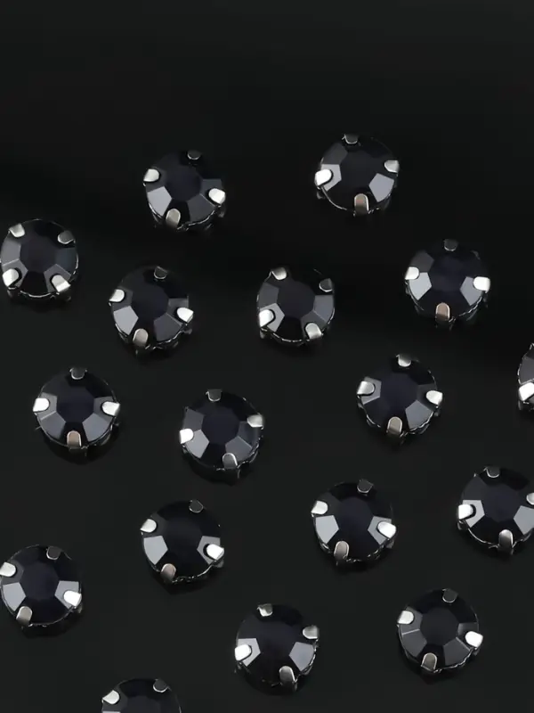 Стразы пришивные «Шатон», круглые, в цапах, d=10 мм, 20 шт., чёрные