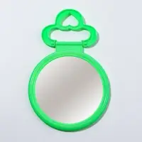 Зеркало настольное, круглое, настенное, 11.5&times;17.8 см, (d=9.5 см), зелёное