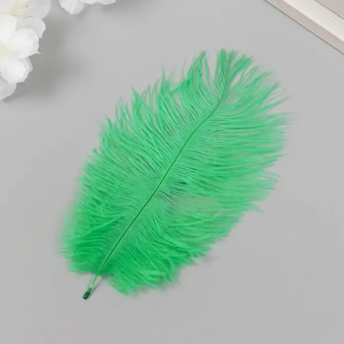 Перо декоративное страуса "Изумруд" h=15-20 см