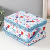 Шкатулка для рукоделия и шитья &laquo;Цветение на белом&raquo;, хранение ниток, иголок, мелочи, 19&times;26&times;14.5 см