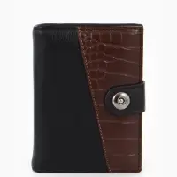 Портмоне мужское на кнопке, 3 в 1, для автодокументов и паспорта, 2 отдела, для карт, для монет, цвет чёрный/кофе Портмоне мужское на кнопке, 3 в 1, для автодокументов и паспорта, 2 отдела, для карт, для монет, цвет чёрный/кофе
