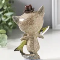 Фигурка полистоун лак &laquo;Котик-рыбак с уловом&raquo;, 9.2&times;6.3&times;14 см