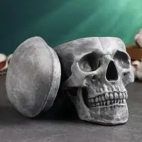 Шкатулка для мелочей "Череп" серый камень, 16х15х22см