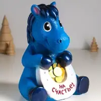 Копилка "Конь с подковой" 24 см, синий