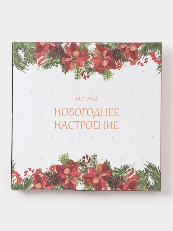 Тарелка Доляна «Новогоднее настроение», d=25.5 см, фарфор, белая Тарелка Доляна «Новогоднее настроение», d=25.5 см, фарфор, белая