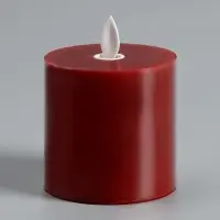 Светодиодная свеча восковая &laquo;Глубокий красный&raquo;, 10&times;7 см, от батареек АААx3, свечение тёплое белое