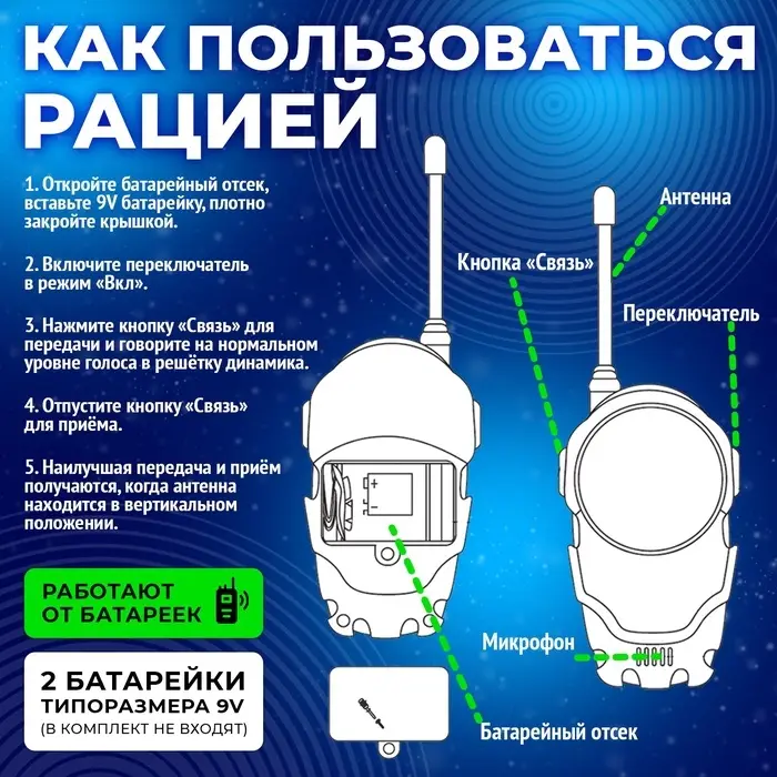 Набор раций &laquo;Отряд Альфа. Опасная миссия&raquo;, в комплекте бинокль и 2 рации, радиус действия 300 метров