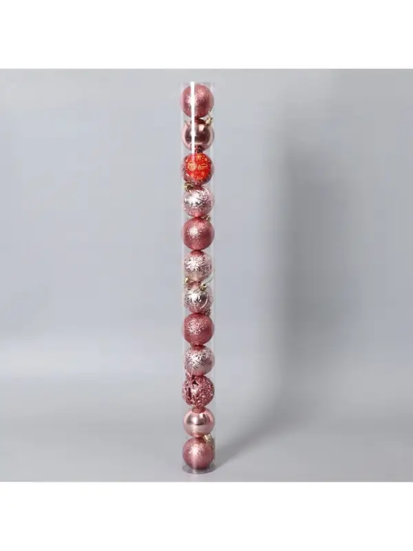 Ёлочные игрушки &laquo;Лилиан&raquo;, шары новогодние, d=6 см, набор 12 шт., розовый