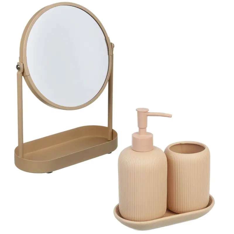 Диспенсер для жидкого мыла тм VETTA Монтана, 300мл, доломит, бежевый, 7,5х7,5х17,5см