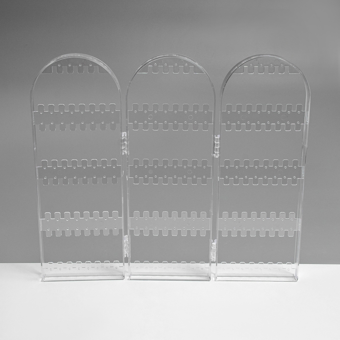 Подставка-книжка под серьги, 3 секции, 8 рядов, 32,5×2×28 см, цвет прозрачный Подставка-книжка под серьги, 3 секции, 8 рядов, 32,5×2×28 см, цвет прозрачный