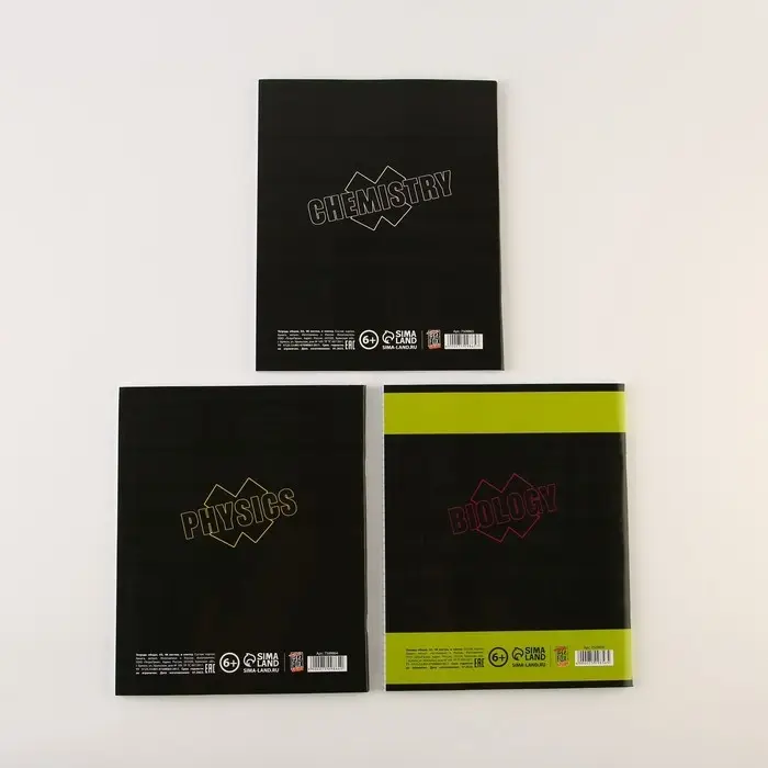 Набор тетрадей А5, 48 л "Шрифты" биология, физика, химия