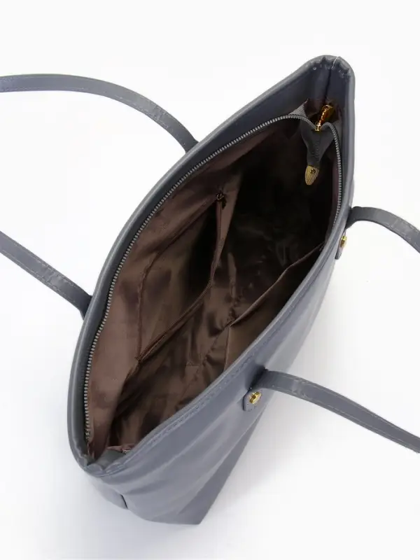 Сумка-шопер женская на молнии, размер 30.5&times;12&times;27 см, однотонная, серая