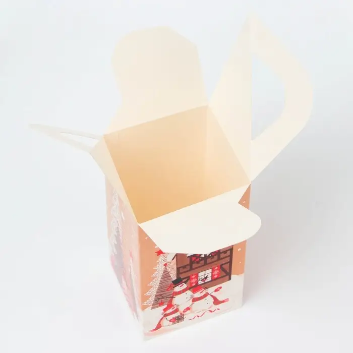 Подарочная коробка Новогодняя Четырехгранка большая «Елочки» 10×10×18 см Подарочная коробка Новогодняя Четырехгранка большая «Елочки» 10×10×18 см