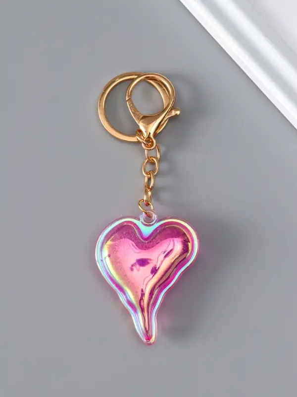 Брелок пластик голография с карабином "Розовое сердце, мыльный пузырь" 5,2х4,2х1,2 см