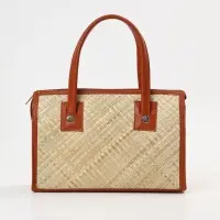 Сумка плетёная на молнии из пандана, 30&times;10&times;35 см, светло-коричневая