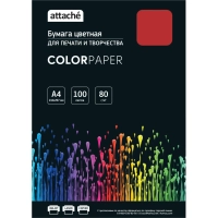 Бумага цветная Attache (красный интенсив), 80г, А4, 100 л