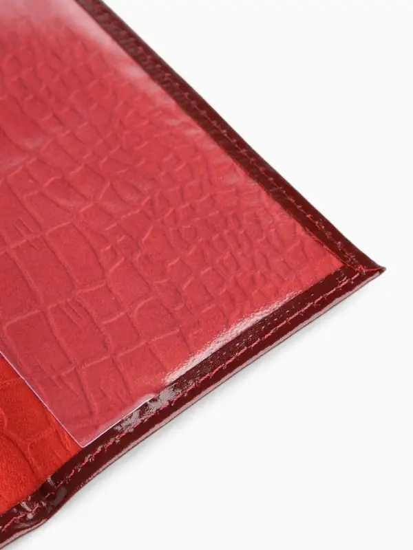 Обложка для паспорта, натуральная кожа, под крокодила, бордовая