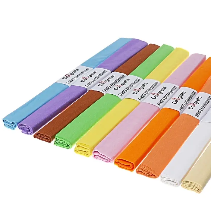 Набор бумаги крепированной в рулоне, 10 штук/10 цветов, 50&times;200 см, 30 г/м&sup2;