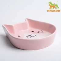 Миска керамическая "Голова кота 2" 200 мл, 15 x 13 x 3 cм, розовая