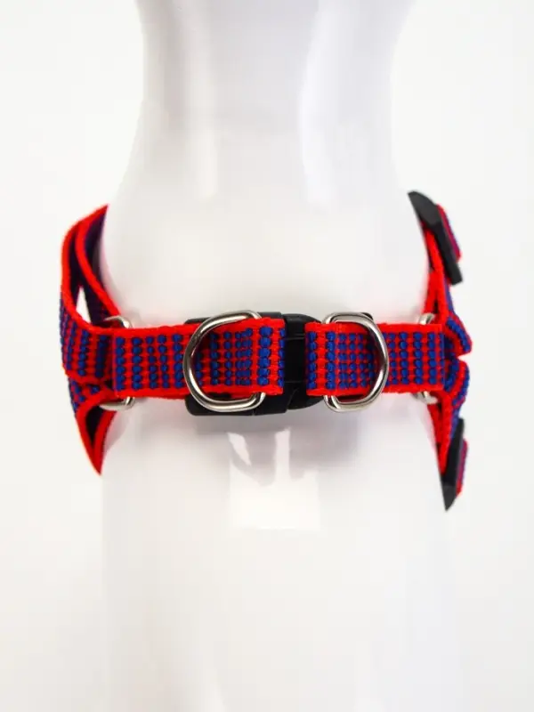 Комплект амуниции рельефный, поводок 120&times;1.5 см, ОГ 36-49 см, красно-синий