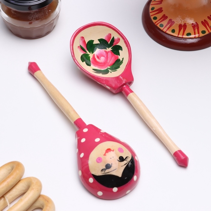 Ложка полубаская «Матрёшка», 19×6 см, микс Ложка полубаская «Матрёшка», 19×6 см, микс