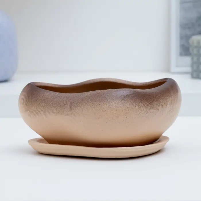 Горшок Горшок "Бонсай малый" для кактусов и суккулентов, бежевый, 17х14х8см