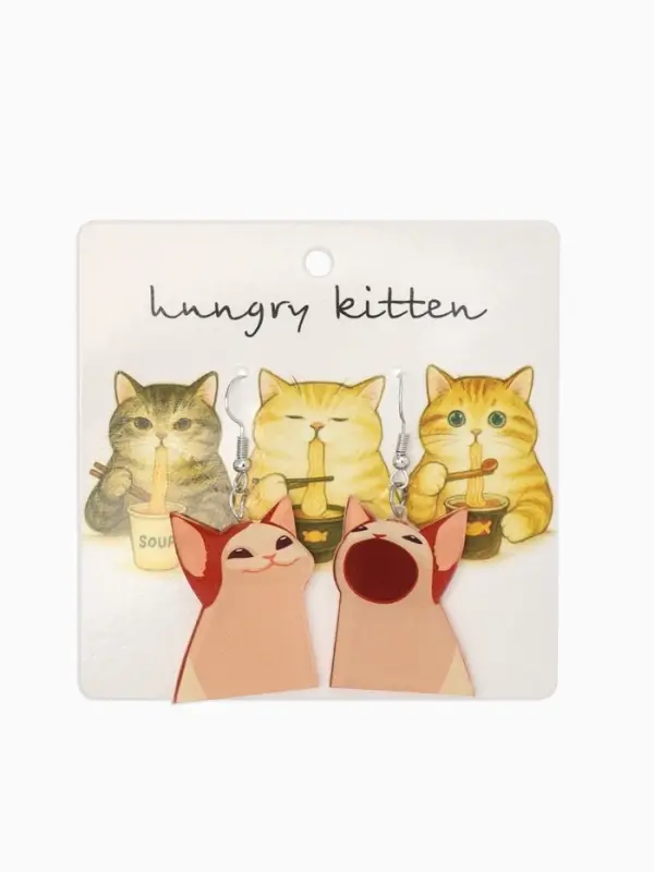 Серьги акриловые &laquo;Коты&raquo;, забавные, бежево-коричневые