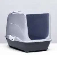 Туалет-домик для кошек закрытый с дверцей 43&times;32&times;33 см, серый