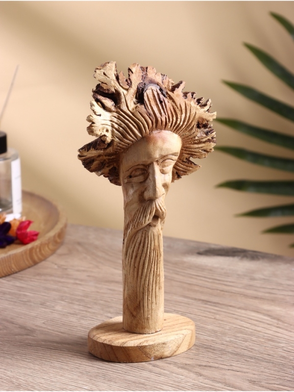 Скульптура  Скульптура "Лицо старца" дерево Камал, 8х6х22 см, бежево-коричневый