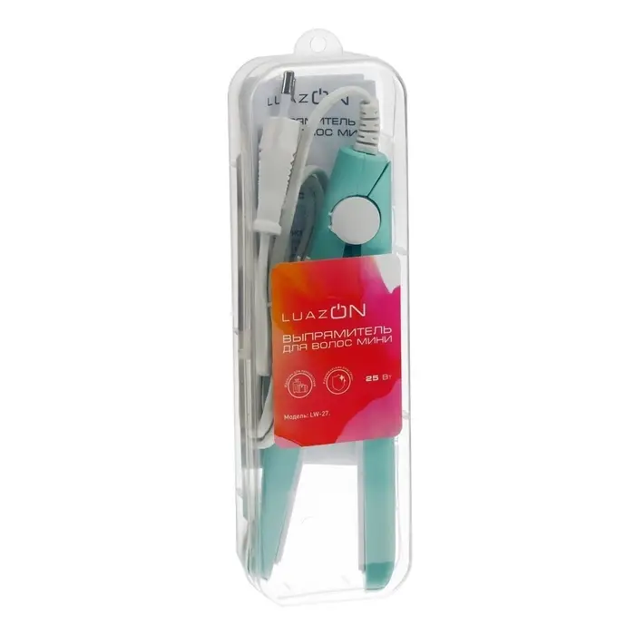 Выпрямитель Luazon LW-27, мини, 25 Вт, керамическое покрытие, 180&deg;C, бирюзовый