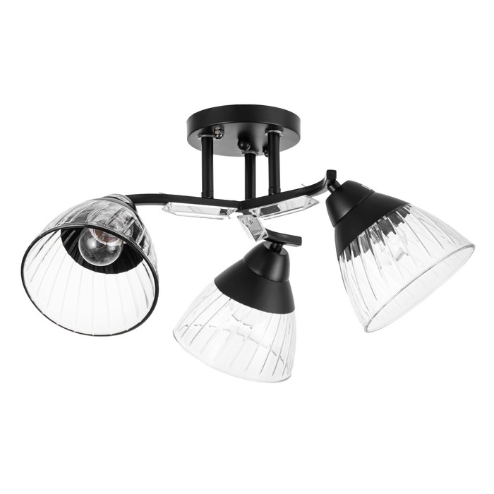 Люстра потолочная Люстра потолочная "Аррон" E27 3х40Вт черный 49х49х24см