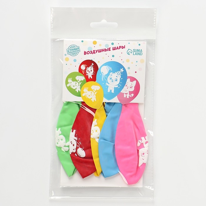 Воздушный шар латексный 12 Воздушный шар латексный 12" «Милые животные», пастель, 5 шт., МИКС