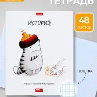 Предметная тетрадь по истории Hatber &laquo;Приключения кота Пирожка&raquo;, 48 листов, в клетку, со справочным материалом, обложка из мелованной бумаги