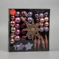 Ёлочные игрушки &laquo;Глория&raquo;, набор с верхушкой 43 шт. (32 шара, 4 сосульки, 6 звёзд), МИКС