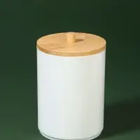 Органайзер для хранения ватных палочек &laquo;BAMBOO&raquo;, с крышкой, d=6.8&times;10 см, белый, коричневый