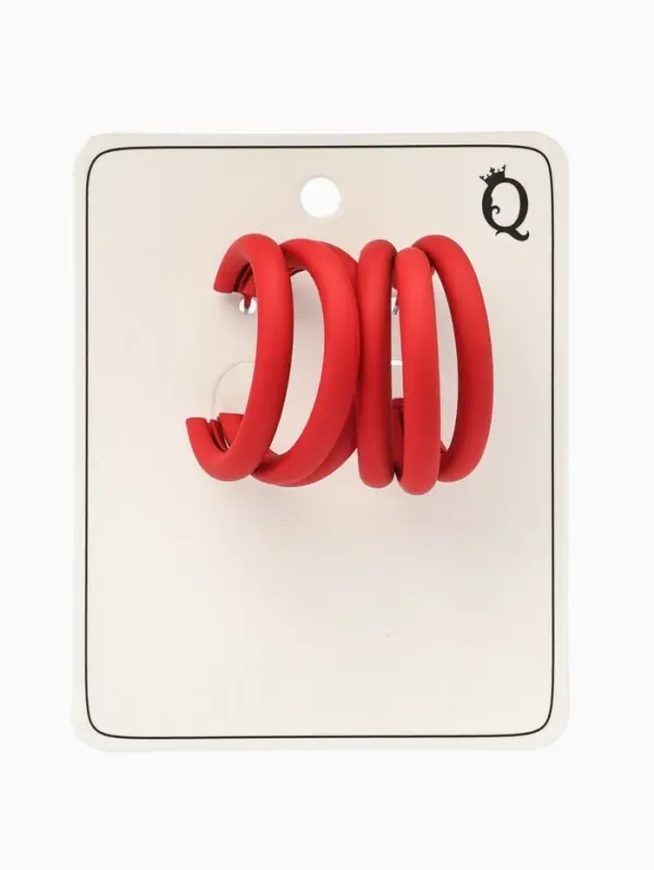 Серьги кольца тройные QF &laquo;Боттега&raquo;, d=3.5, красные