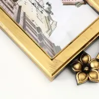 Фоторамка - коллаж на 4 фото 10&times;15 см с часами настенными бесшумными (14&times;14 см) &laquo;Цветы&raquo;, 42&times;42 см