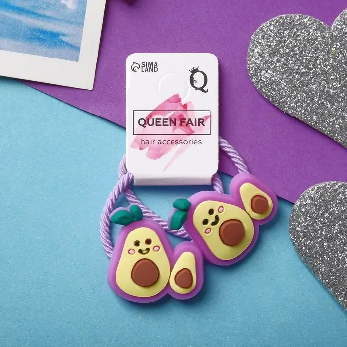 Резинка для волос Резинка для волос "Крошка" (набор 2 шт) авокадик, сиреневый