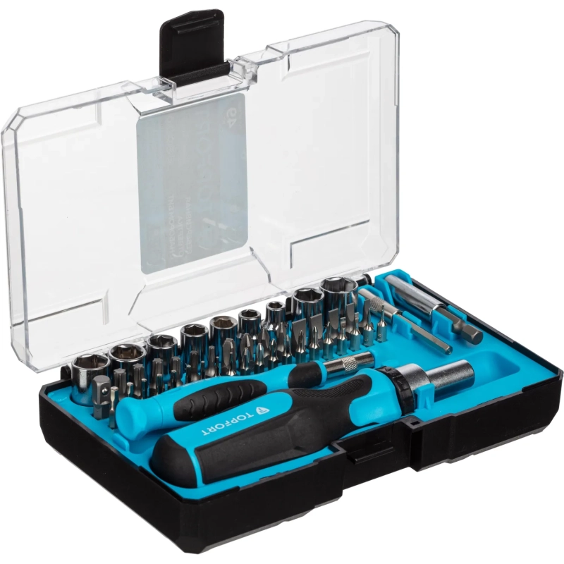 Отвертка с набором бит, обычные + точные, 49 предметов Topfort (580149)