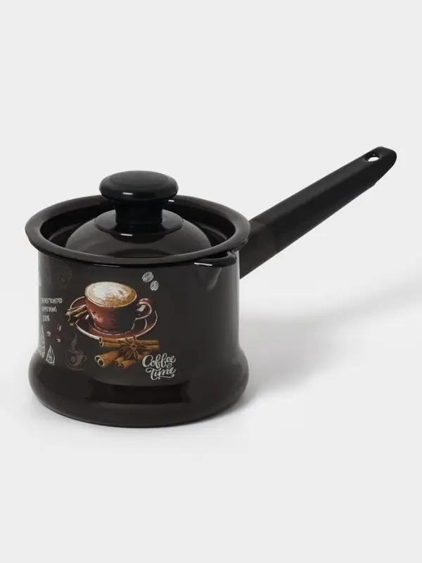 Ковш эмалированный &laquo;Арабика&raquo;, 1 л, тёмно-коричневый