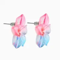 Серьги пластик "Цветок Лилии" прозрачные, блёстка, цвет розово-голубой