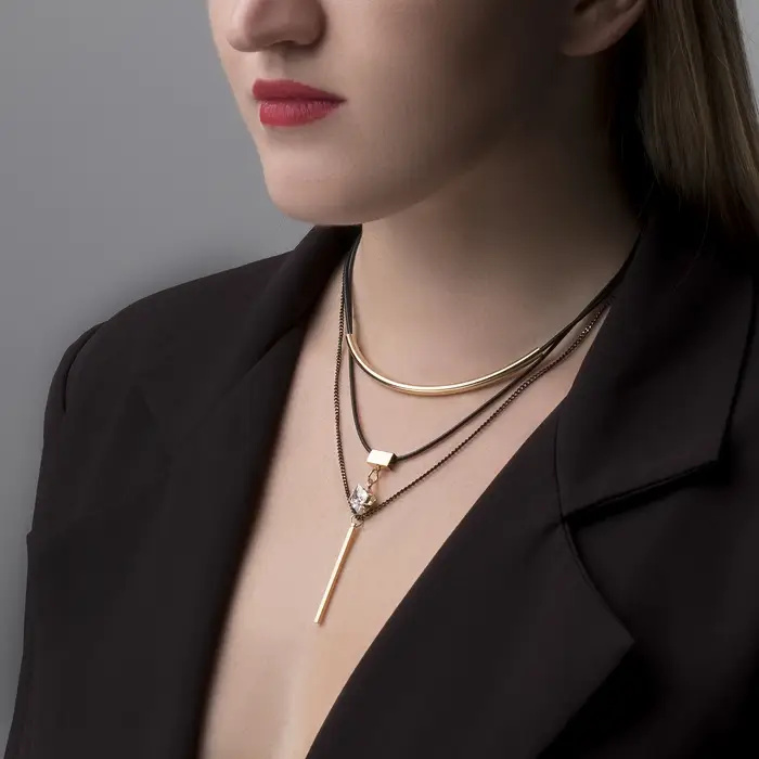 Кулон &laquo;Эксклюзив&raquo;, ромб, белый в золоте, 37 см