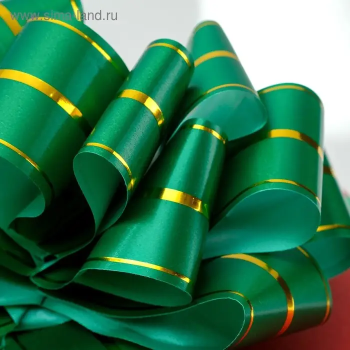 Бант - шар №4.5 три золотых полосы, зеленый Бант - шар №4.5 три золотых полосы, зеленый