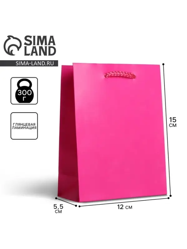 Пакет подарочный ламинированный, упаковка, «Фуксия», S 12 х 15 х 5.5 см Пакет подарочный ламинированный, упаковка, «Фуксия», S 12 х 15 х 5.5 см