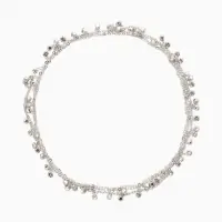 Цепочка со стразами 4 мм. L=100 см, мелкое плетение 2*1,8 мм, цвет серебро