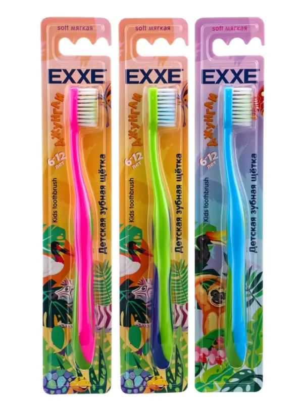 Детская зубная щетка EXXE school 6-12 лет, мягкая