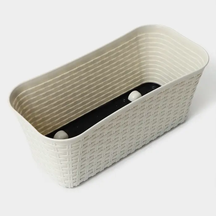 Ящик для цветов балконный &laquo;Ротанг&raquo;, 38.5 см, белый