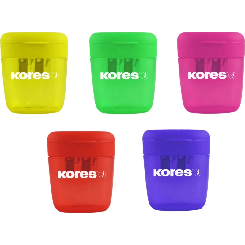 Точилка для карандашей Kores Deposito с контейнером, 2 отв, пластик,ассорти