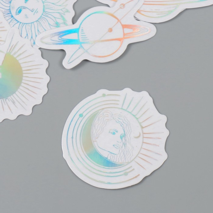 Наклейка пластик Наклейка пластик "Голография. Космос" набор 38 шт 13х11,5х0,5 см