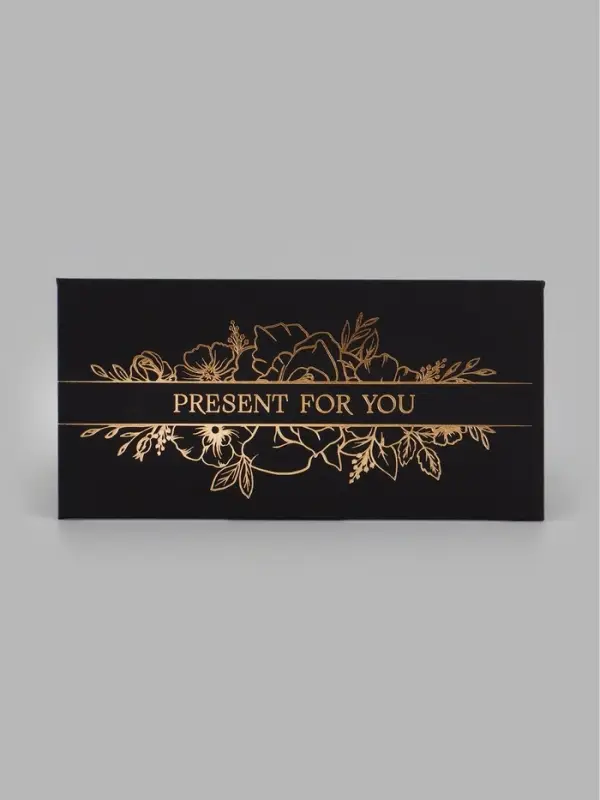 Конверт для денег Present for you, 16.5&times;8 см, тиснение, чёрный крафт